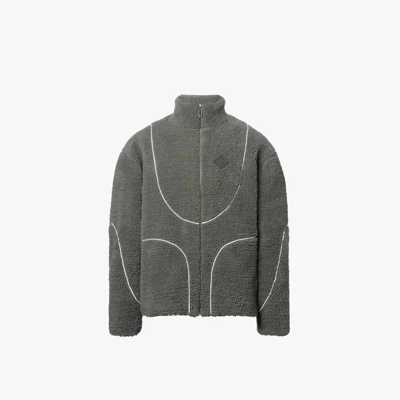 Unisex Fleece Jacket with Color Block Design Relaxed Fit