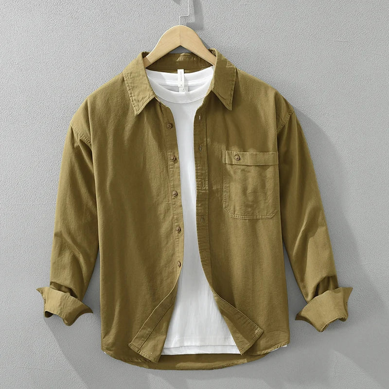 Mens Cotton Shirt Lightweight Long Sleeve Casual Fit
