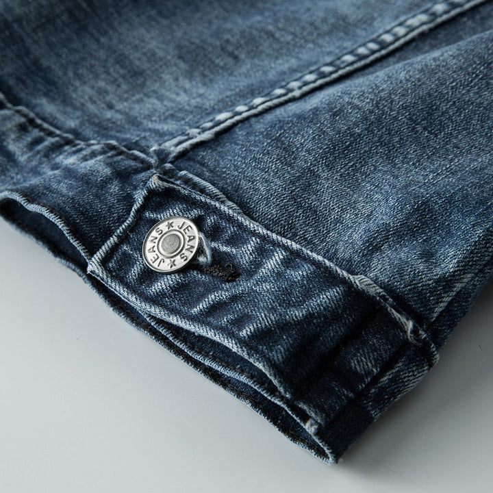 Mens Denim Jacket Classic Biker Style
