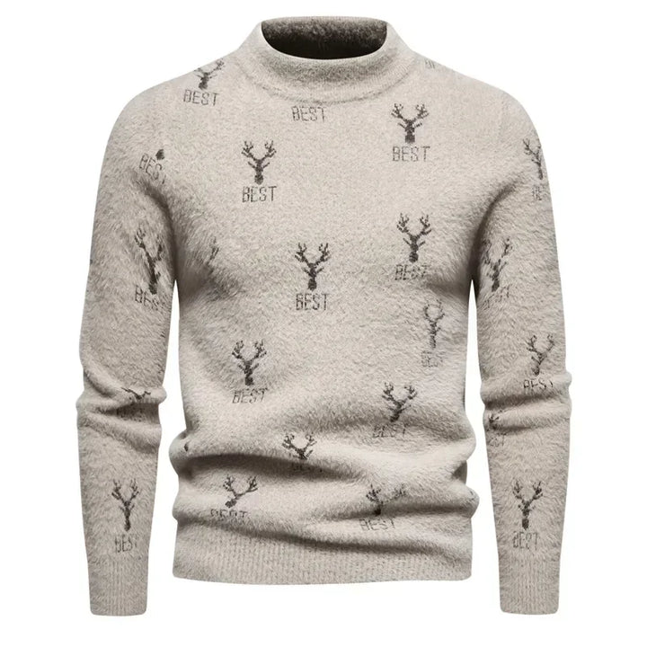 Mens Faux Fur Crew Neck Sweater
