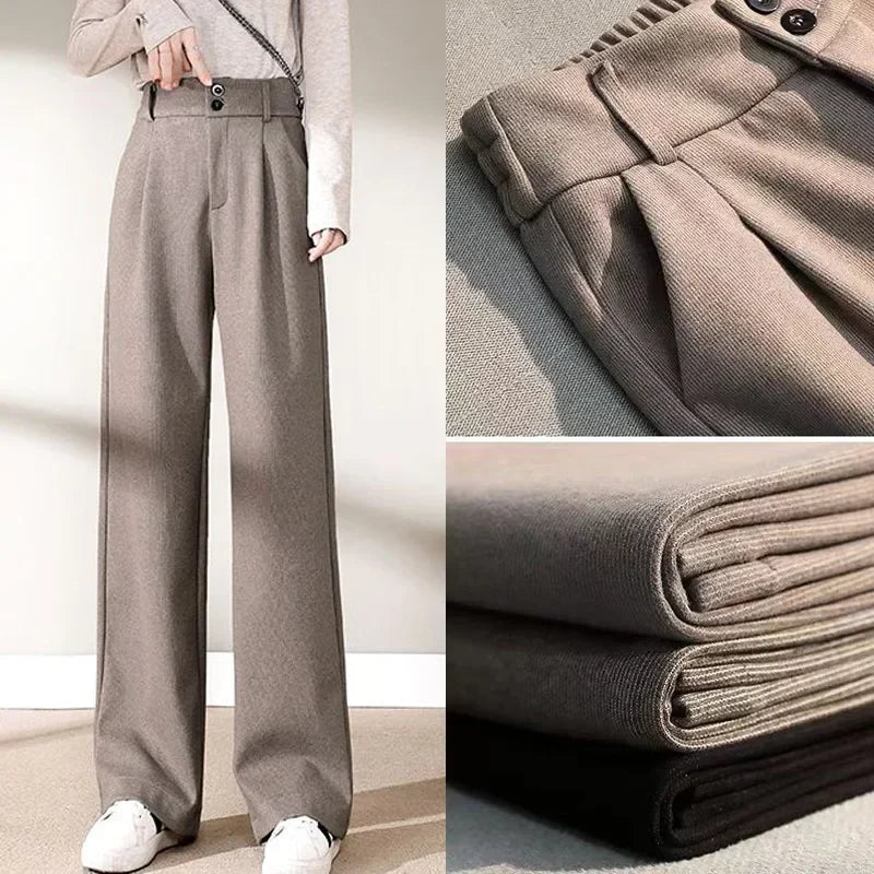 Mens Wool Straight Leg Pants Comfortable Fit - BritishMode