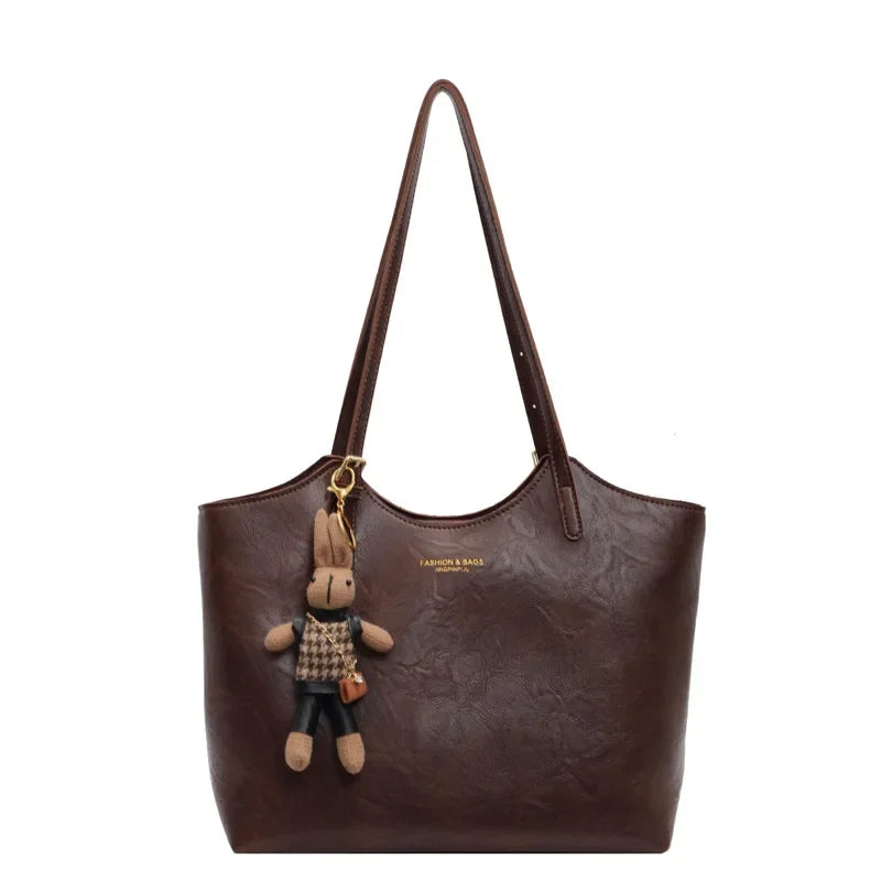 Womens Vegan Leather Shopping Bag Spacious Elegant Design
