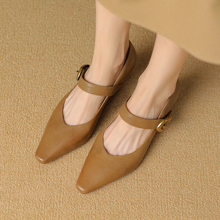 Womens Genuine Leather Heels Classic Fit