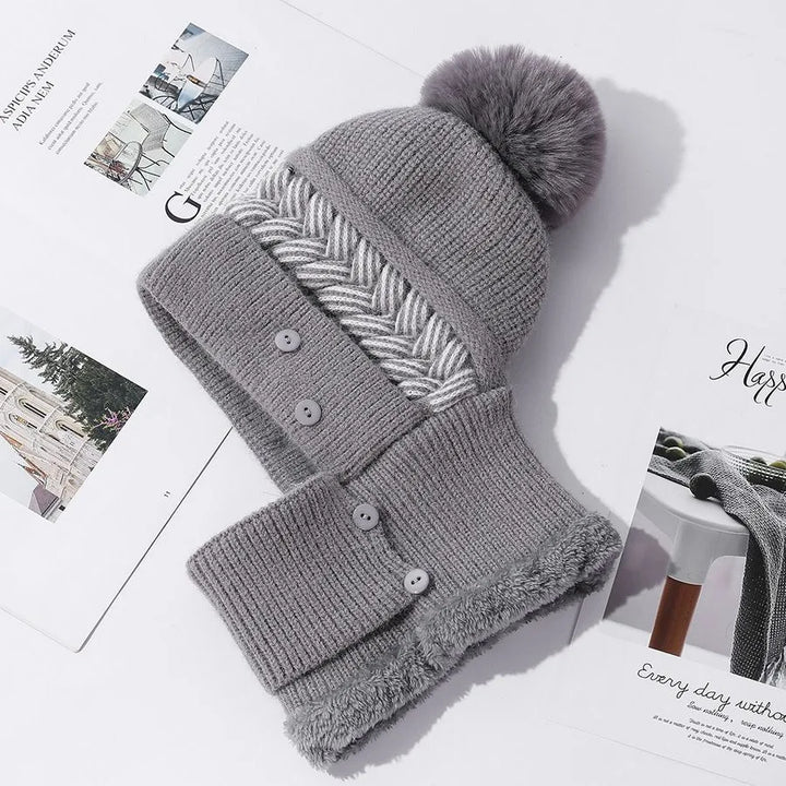 Unisex Beanie Hat Soft Fuzzy Pom Pom