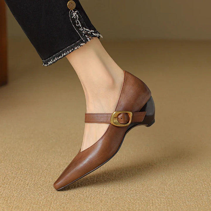 Womens Genuine Leather Heels Classic Fit