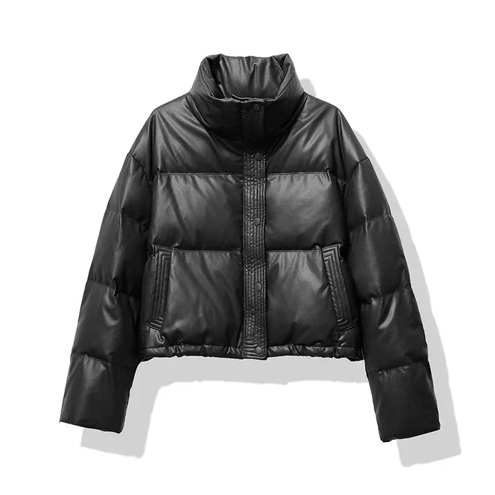 Womens Puffer Coat Shiny Lightweight Short Fit