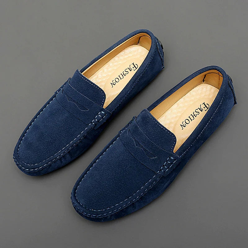 Mens Slip-On Shoes Suede Leather Comfortable Fit - BritishMode