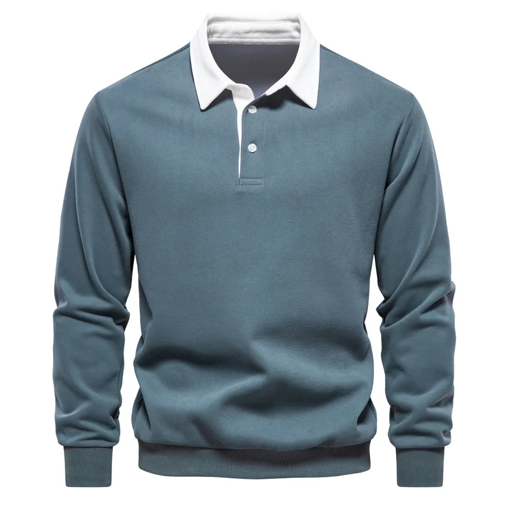 Mens Knit Polo Sweater Cozy Warm Fit