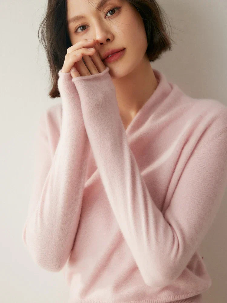 Womens Cashmere Wrap Sweater Soft Knit Crossover Style