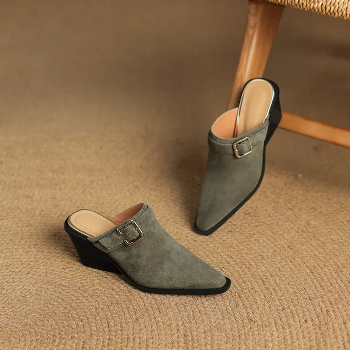 Womens Suede Mules Slip-On Style