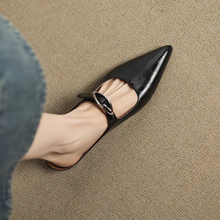 Womens Genuine Leather Mules Slip-On Style
