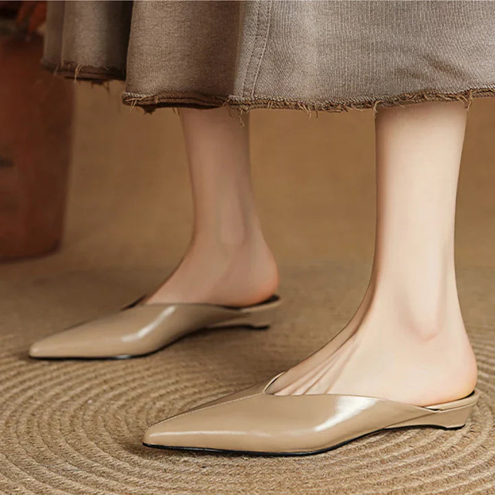 Womens Leather Mules Slip-On Comfortable Fit