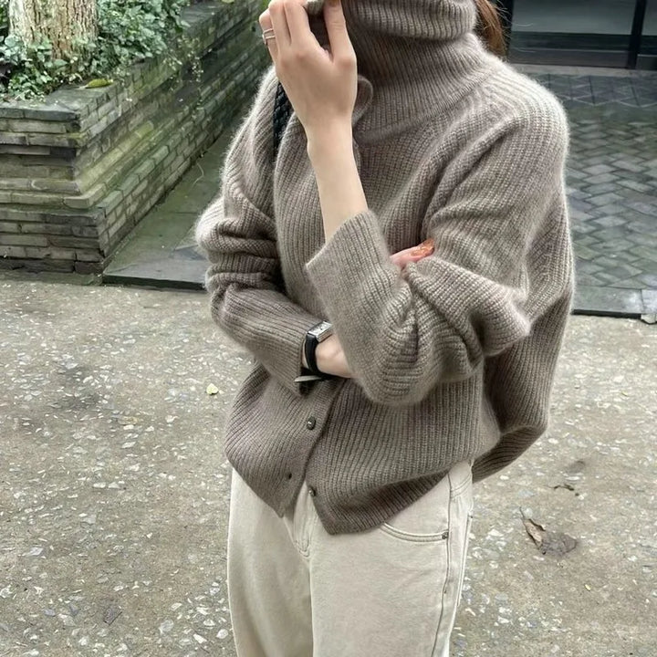 Womens Cardigan Knitted Sweater Cozy Fit