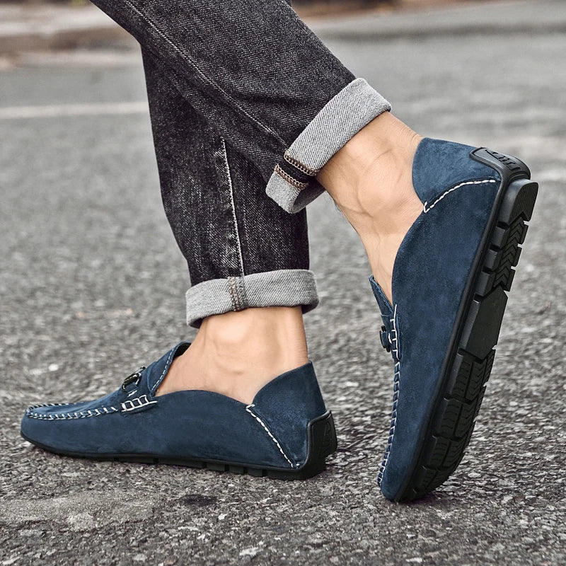 Mens Loafers Genuine Suede Slip-On