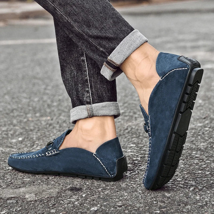 Mens Loafers Genuine Suede Slip-On