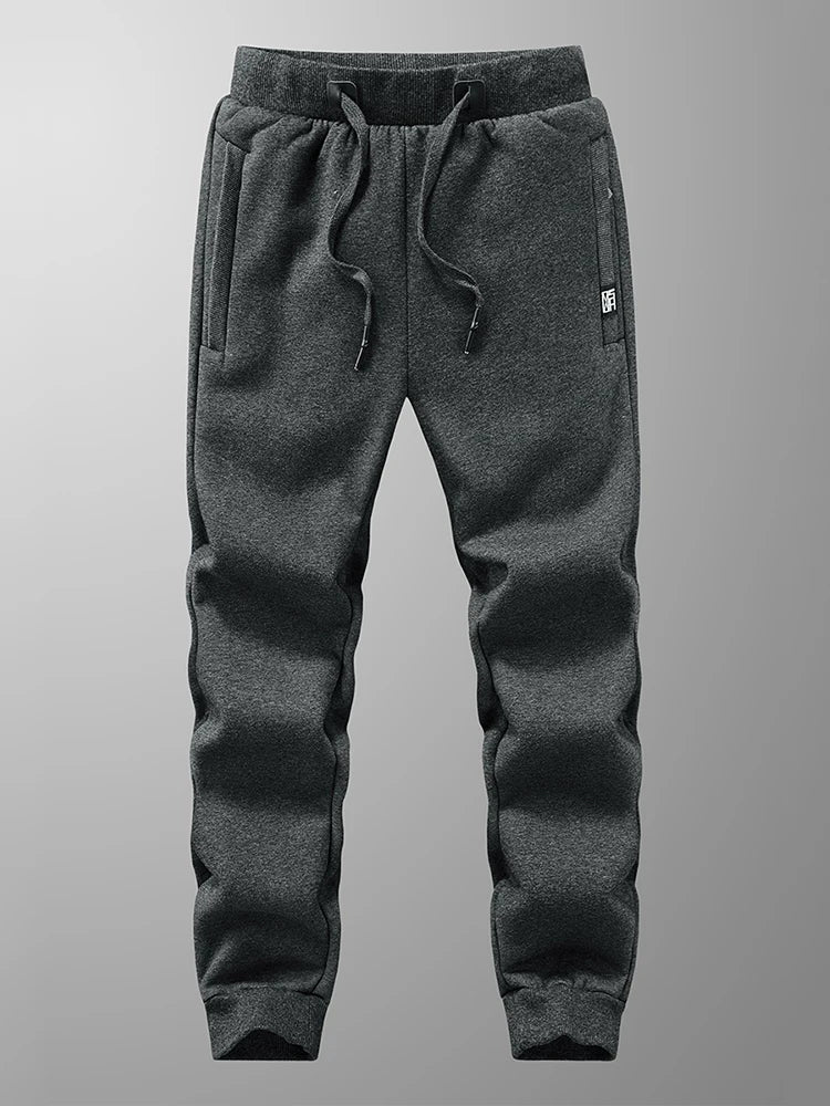 Mens Fleece Jogger Pants with Zip Pockets Warm
