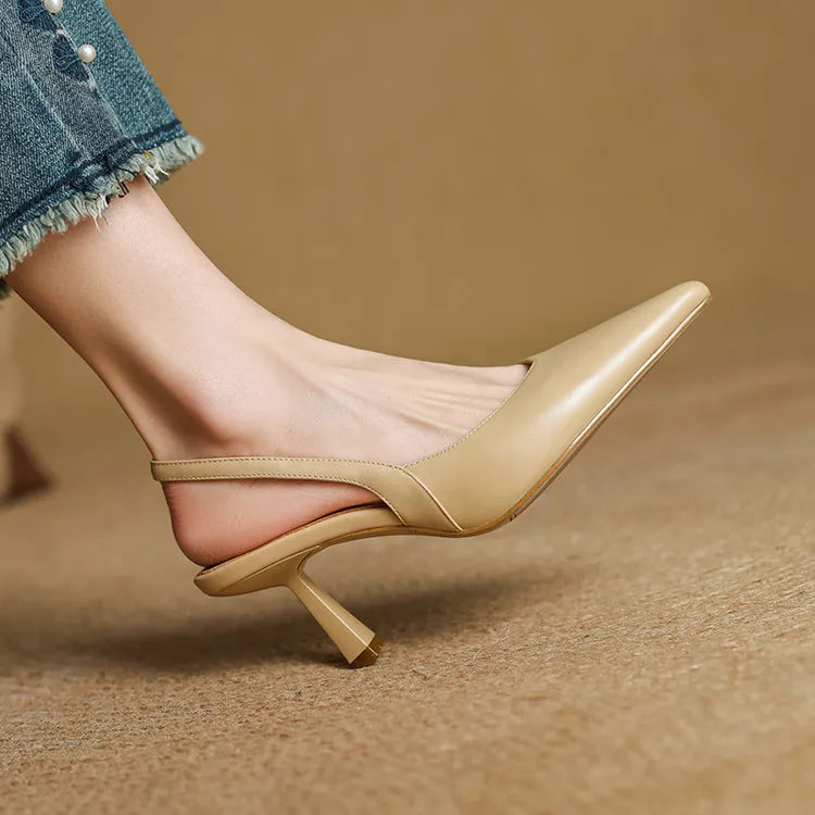 Womens Slingback Shoes Genuine Leather