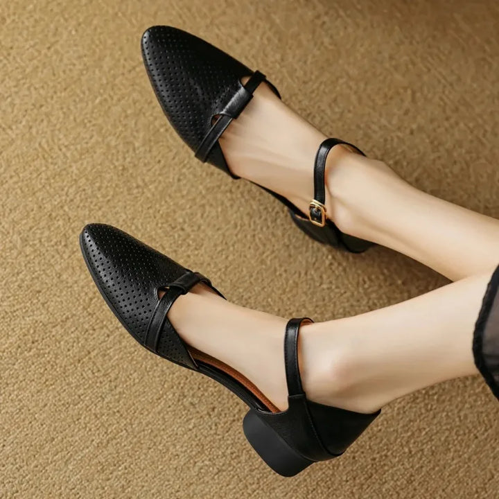 Womens Genuine Leather Heels Classic Fit