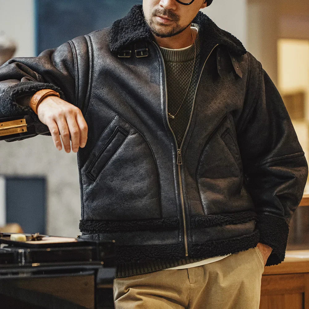 Mens Bomber Jacket Synthetic Leather Heavy Duty - BritishMode
