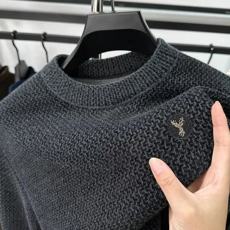 Mens Graphic Crew Neck Sweater Soft Fabric