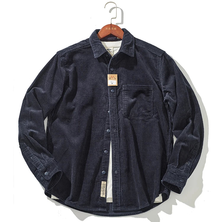Mens Corduroy Jacket Warm Fitted Winter Coat