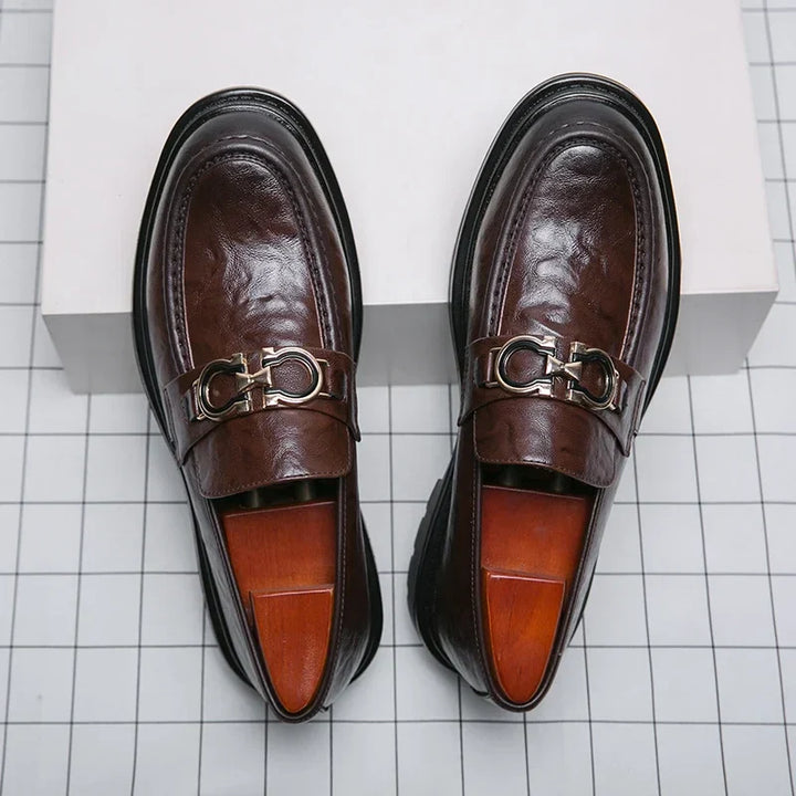 Mens Leather Loafers Slip-On Classic Fit
