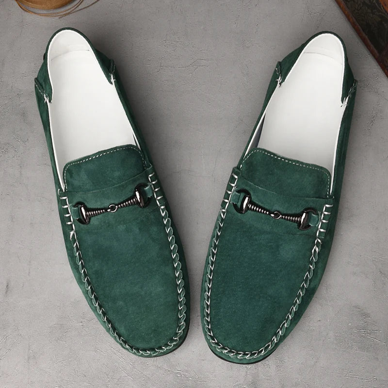 Mens Loafers Genuine Suede Slip-On