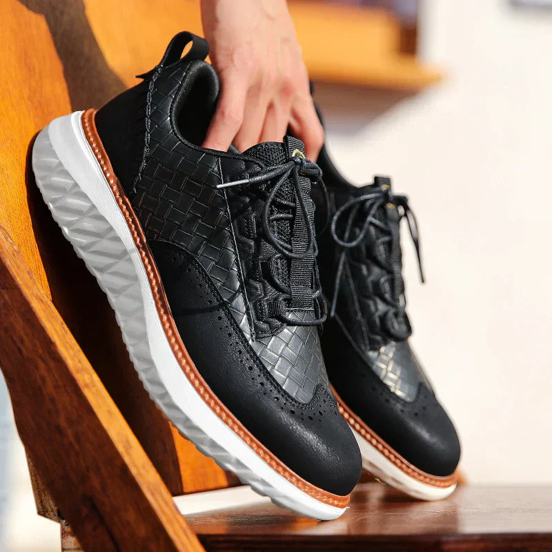 Mens Lace-Up Platform Walking Sneakers