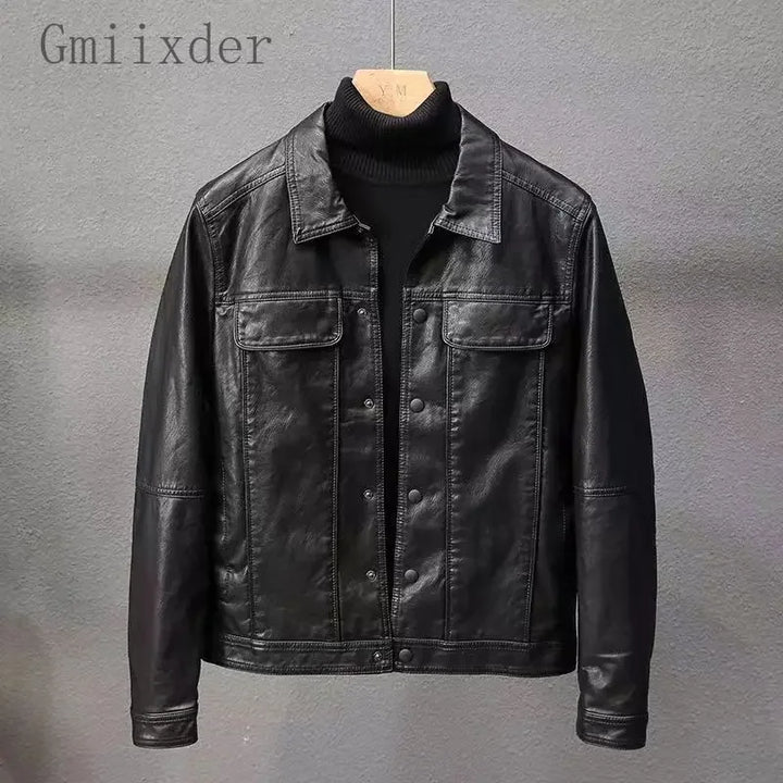 Mens Slim Fit PU Leather Motorcycle Jacket - BritishMode