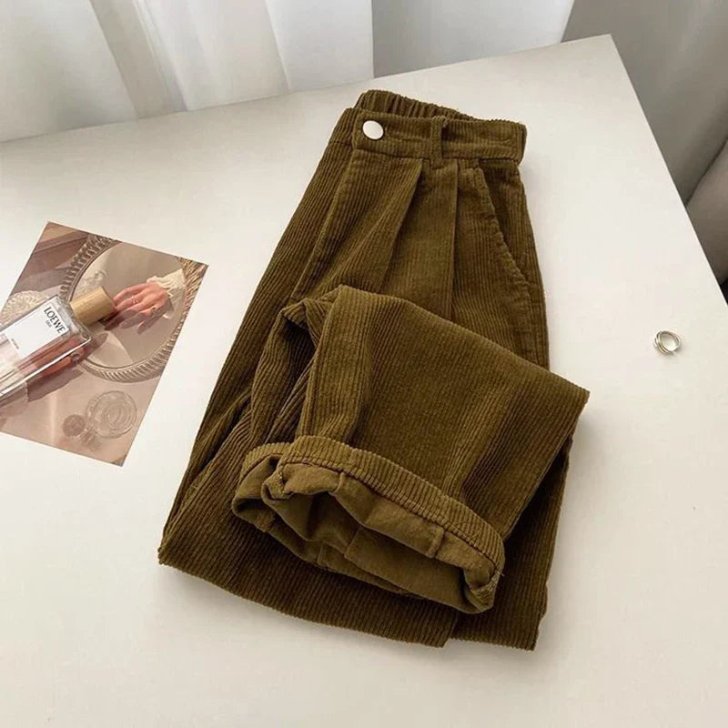 Womens Wide Leg Corduroy Pants Comfortable Fit