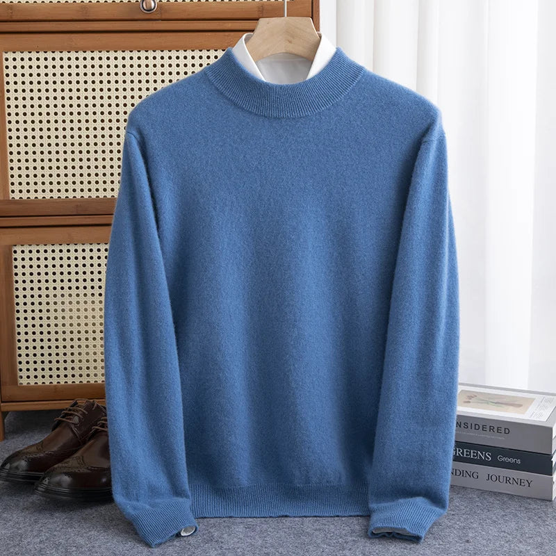 Mens Wool Pullover Classic Crew Neck