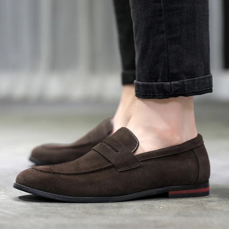 Mens Slip-On Shoes Leather Comfortable Fit