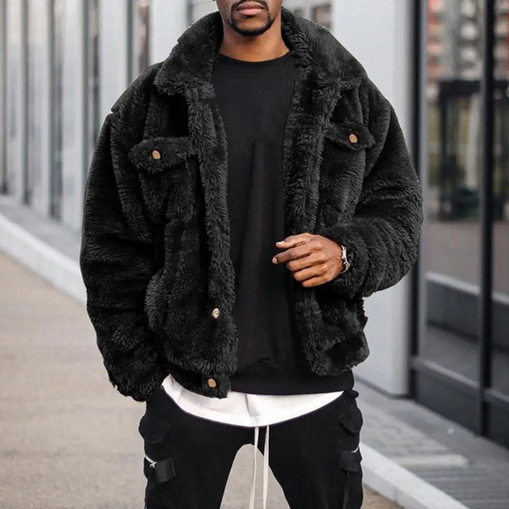 Mens Suede Jacket with Plush Lining Winter Coat - BritishMode