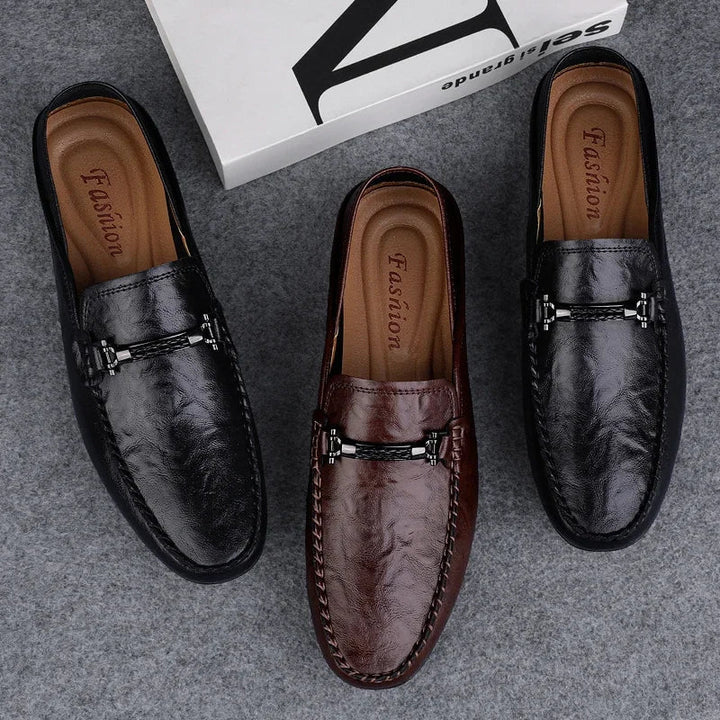 Mens Leather Loafers Slip-On Classic Fit