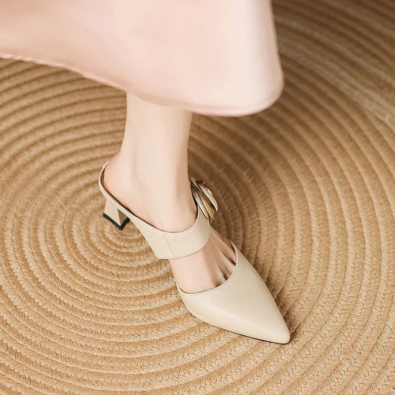 Womens Genuine Leather Heels Classic Fit
