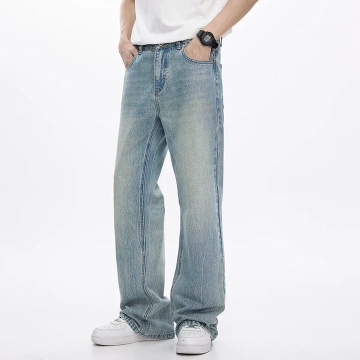 Mens Slim Fit Jeans Distressed Style