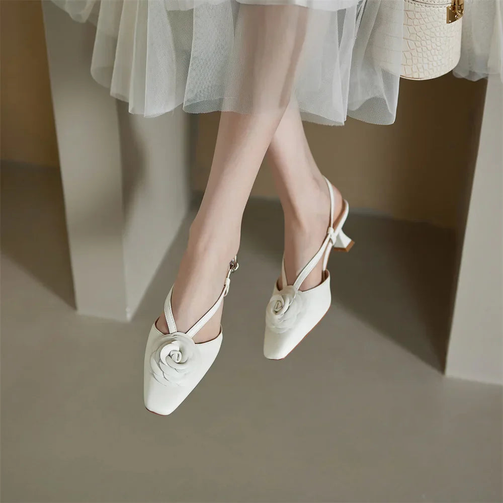 Womens Genuine Leather Slingback Shoes