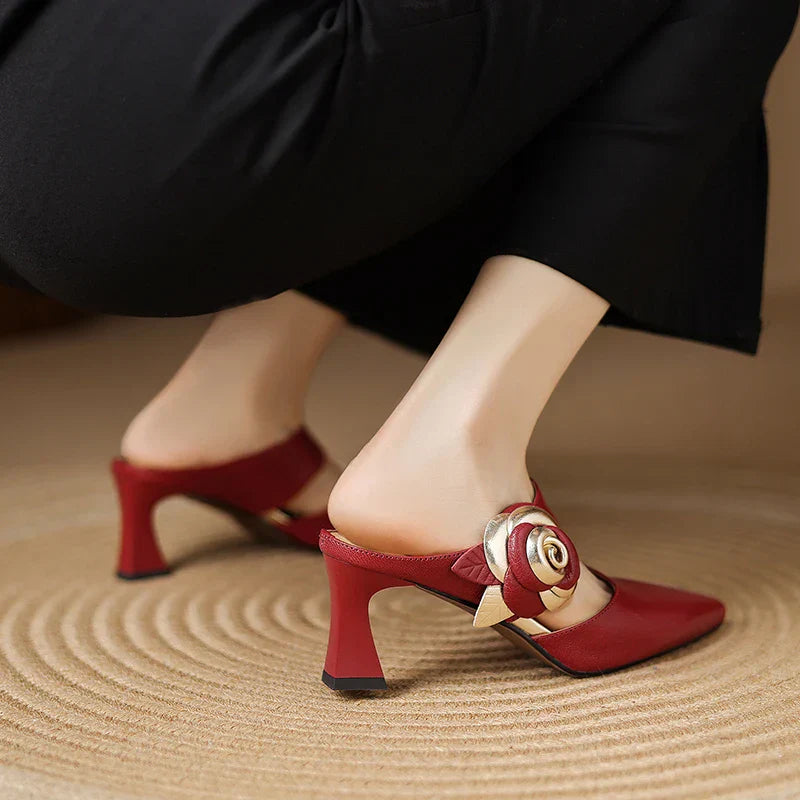 Womens Genuine Leather Heels Classic Fit