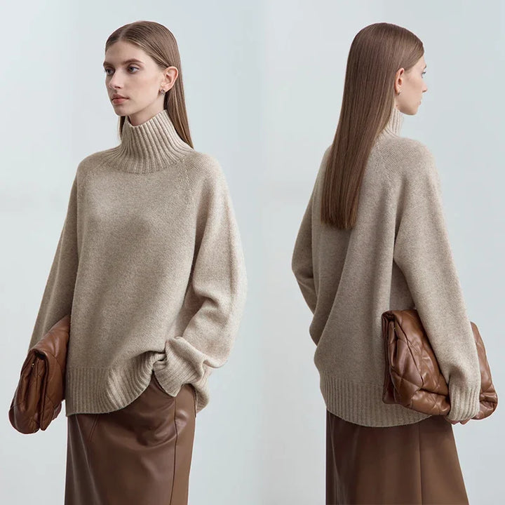Womens Pullover Sweater Wool Blend Relaxed Fit