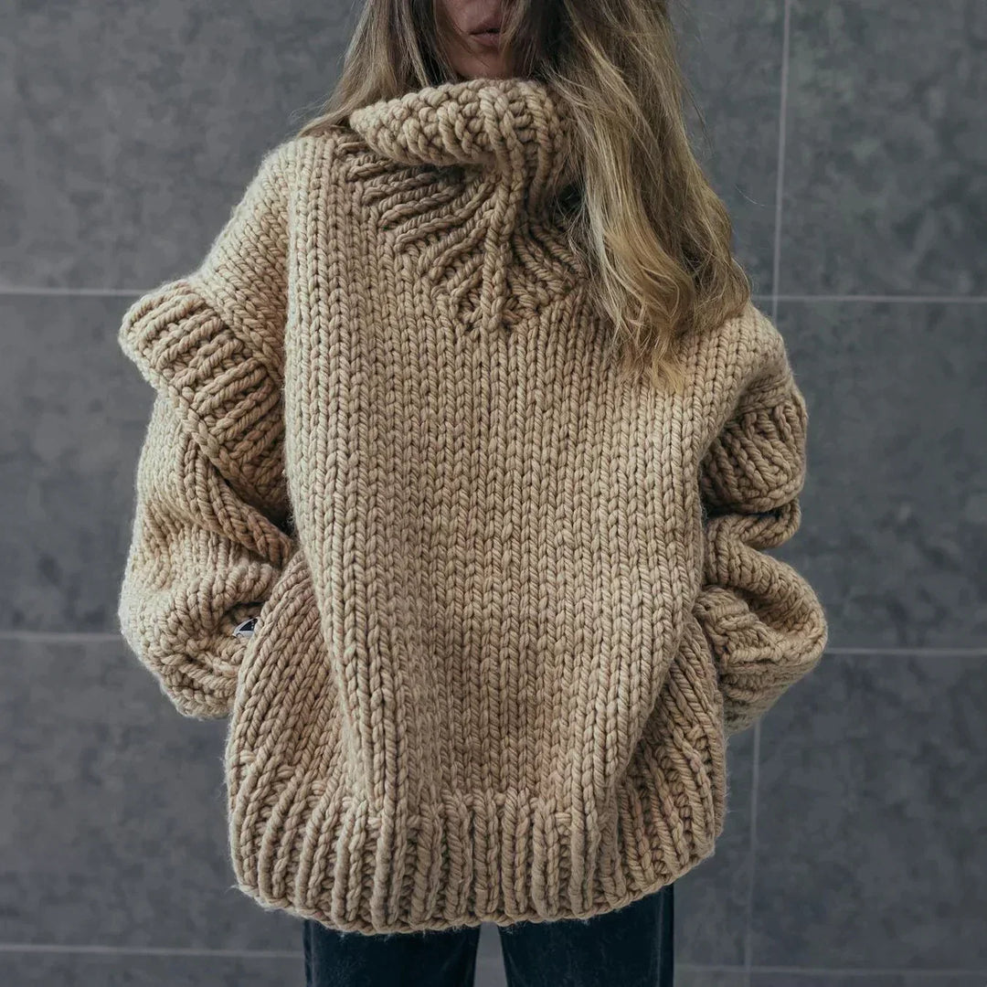 Womens Oversized Turtleneck Sweater Cozy Knit