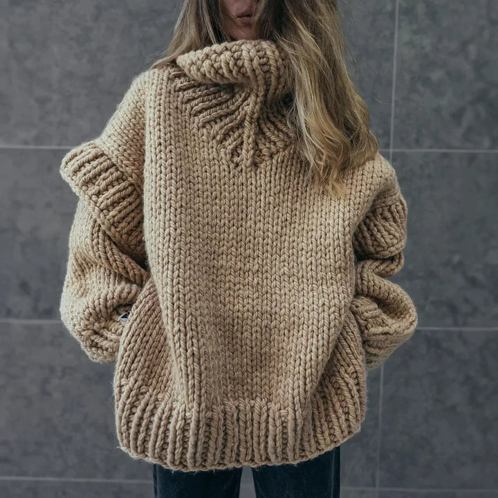 Womens Oversized Turtleneck Sweater Cozy Knit