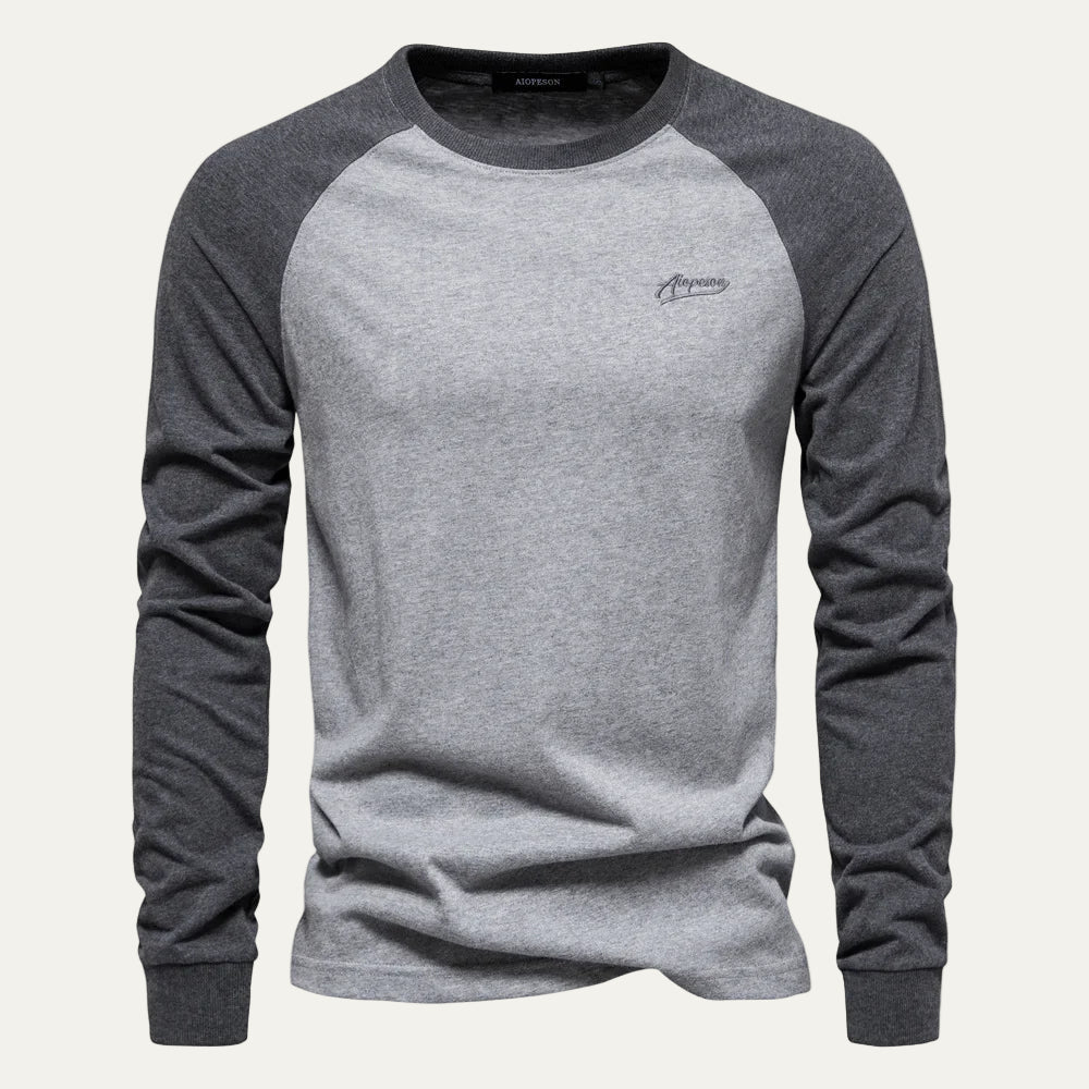 Mens Long Sleeve Raglan Tee Cotton Casual Fit