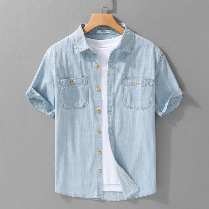 Mens Slim Fit Casual Denim Shirt
