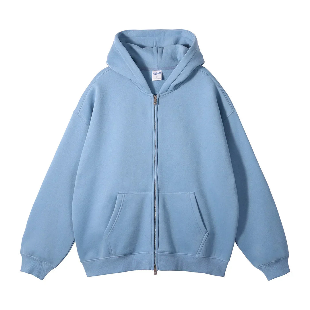 Unisex Fleece Zip-Up Hoodie Thick Warm