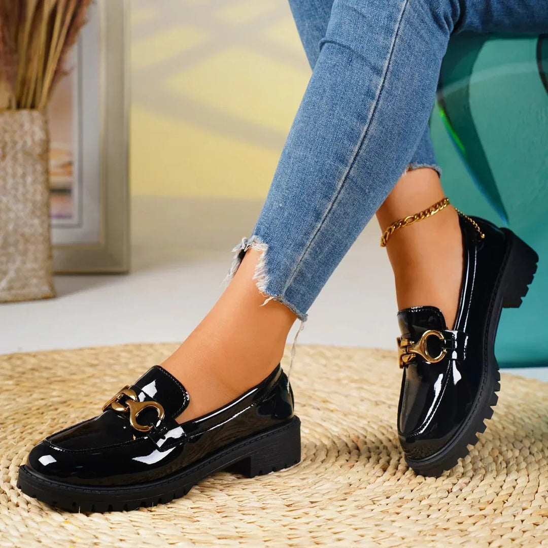 Womens Leather Loafers Slip-On Comfortable Fit
