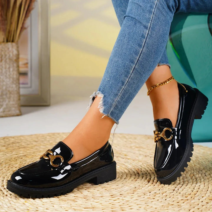 Womens Leather Loafers Slip-On Comfortable Fit