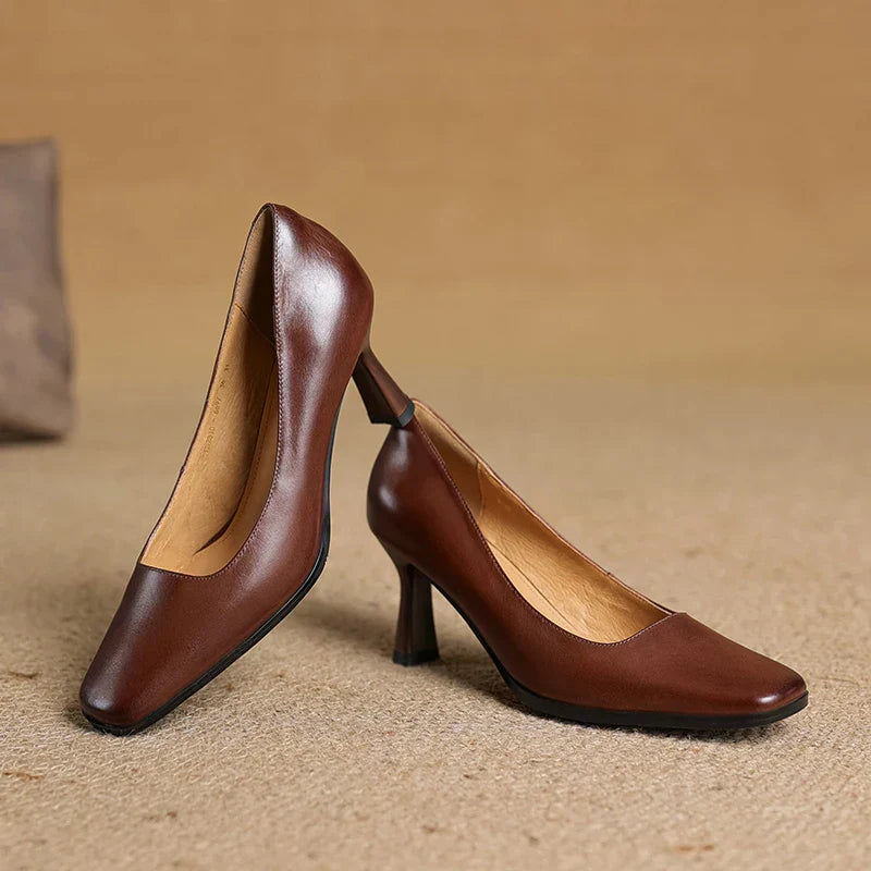 Womens Genuine Leather Heels Classic Fit