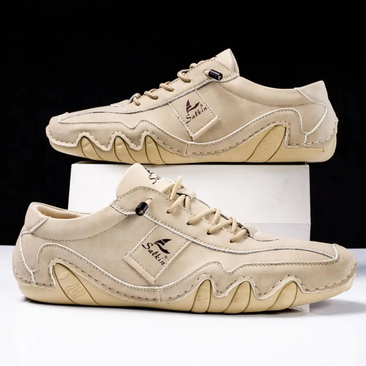Mens Casual Lace-Up Shoes with Contrast Stitching Curved Sole