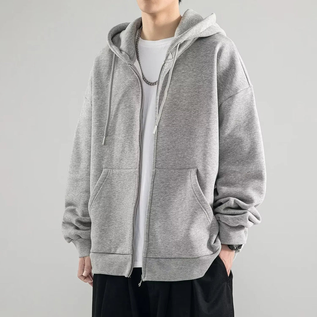Mens Hooded Sweater with Zip Relaxed Fit