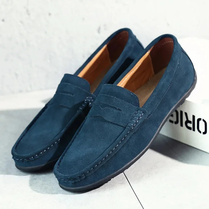 Mens Leather Slip-On Loafers Classic Style